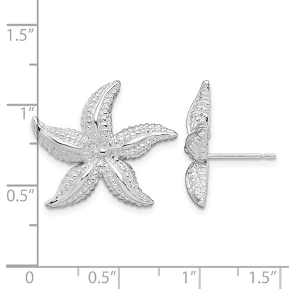 De-Ani Sterling Silver Rhodium-Plated Polished Starfish Post Earrings
