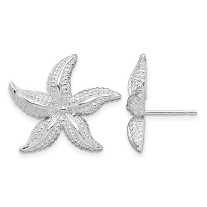 De-Ani Sterling Silver Rhodium-Plated Polished Starfish Post Earrings