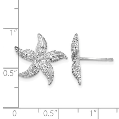 De-Ani Sterling Silver Rhodium-Plated Polished Small Starfish Post Earrings