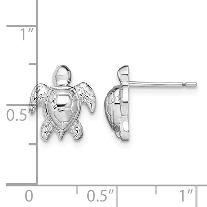 De-Ani Sterling Silver Rhodium-Plated Polished Mini Sea Turtle Post Earrings