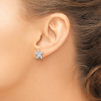 De-Ani Sterling Silver Rhodium-Plated Polished Starfish Post Earrings