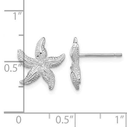 De-Ani Sterling Silver Rhodium-Plated Polished Starfish Post Earrings