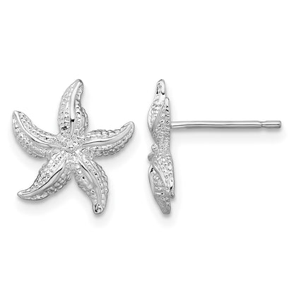De-Ani Sterling Silver Rhodium-Plated Polished Starfish Post Earrings