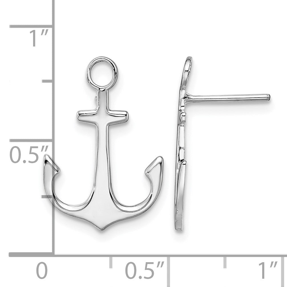 De-Ani Sterling Silver Rhodium-Plated Polished Anchor Post Earrings