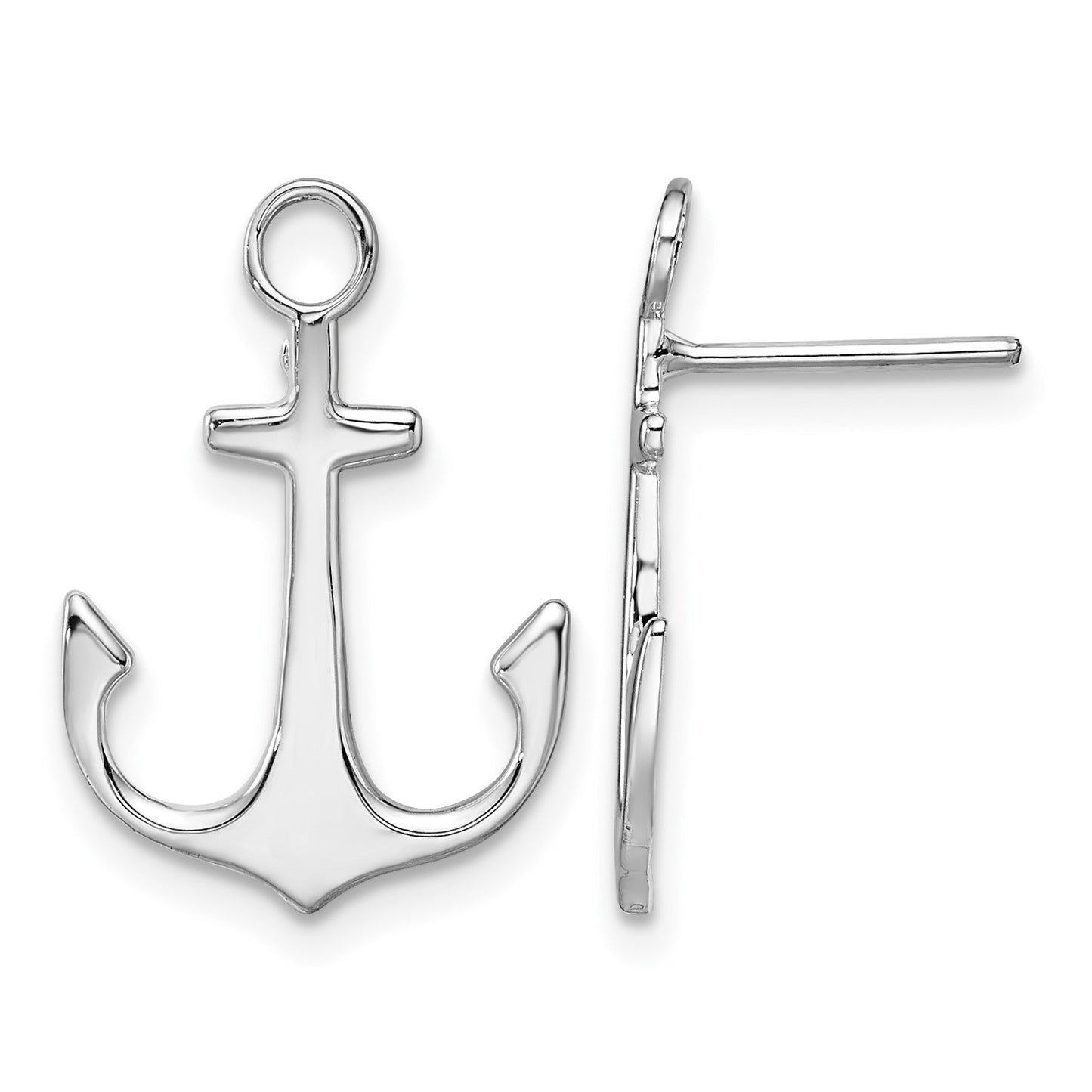 De-Ani Sterling Silver Rhodium-Plated Polished Anchor Post Earrings
