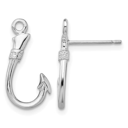 De-Ani Sterling Silver Rhodium-Plated Polished Fish Hook Post Earrings