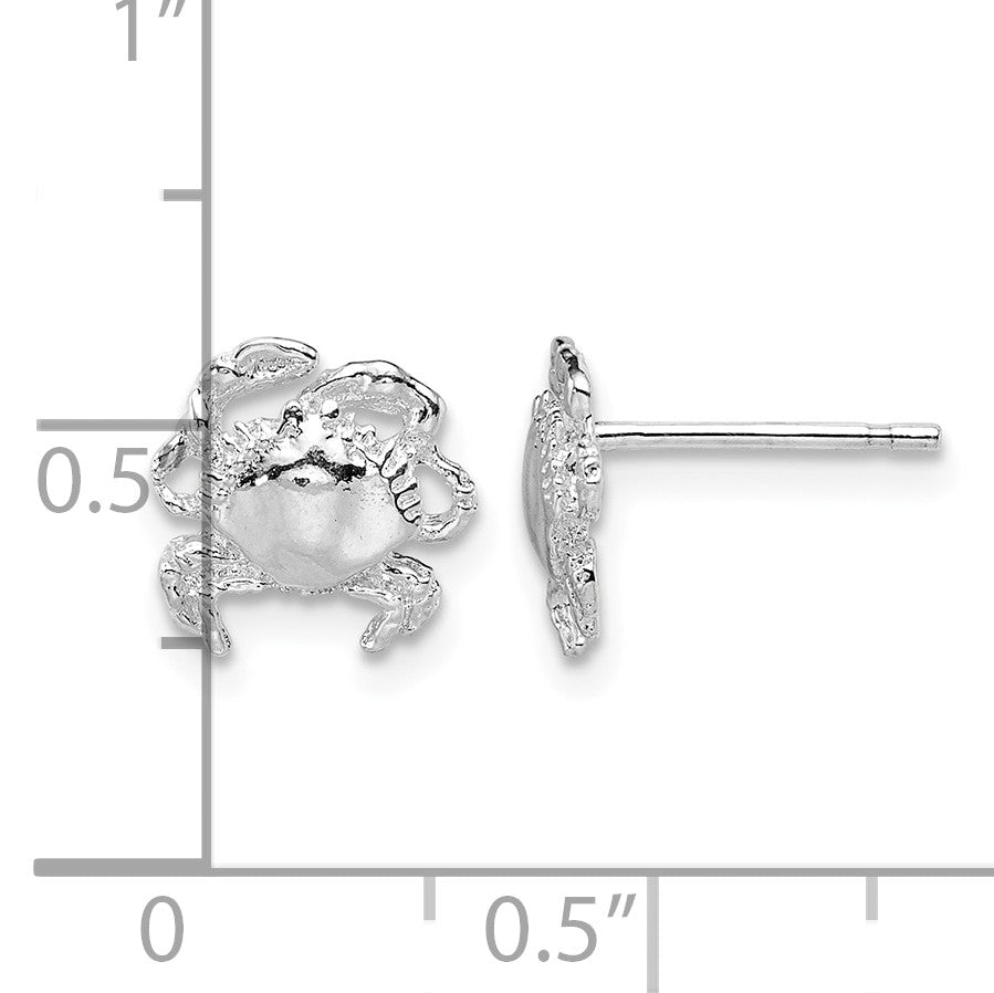 De-Ani Sterling Silver Rhodium-Plated Polished Crab Post Earrings