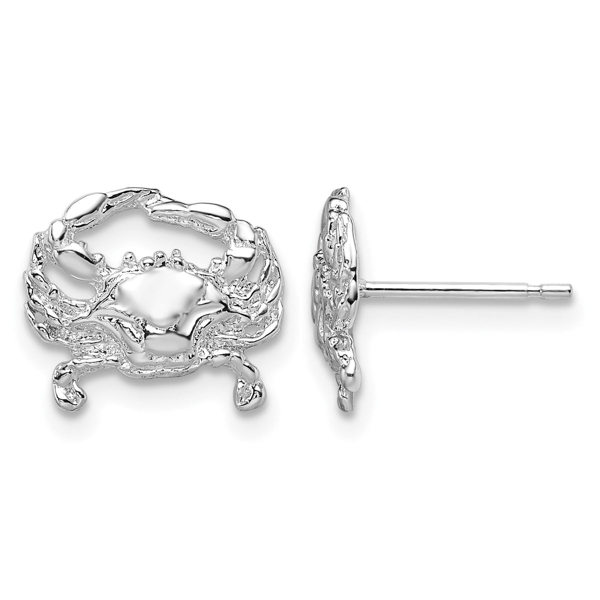 De-Ani Sterling Silver Rhodium-Plated Polished Small Blue Crab Post Earrings
