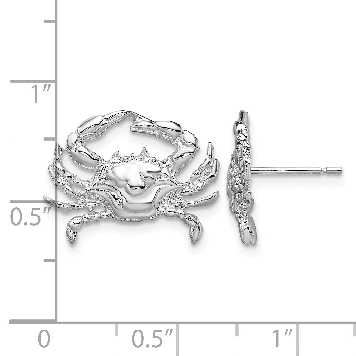 De-Ani Sterling Silver Rhodium-Plated Polished Blue Crab Post Earrings