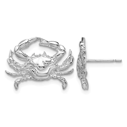 De-Ani Sterling Silver Rhodium-Plated Polished Blue Crab Post Earrings