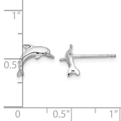 De-Ani Sterling Silver Rhodium-Plated Polished Dolphin Post Earrings