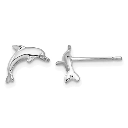 De-Ani Sterling Silver Rhodium-Plated Polished Dolphin Post Earrings