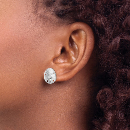 De-Ani Sterling Silver Rhodium-Plated Polished Sand Dollar Post Earrings