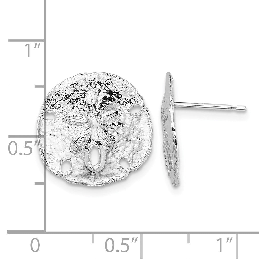 De-Ani Sterling Silver Rhodium-Plated Polished Sand Dollar Post Earrings