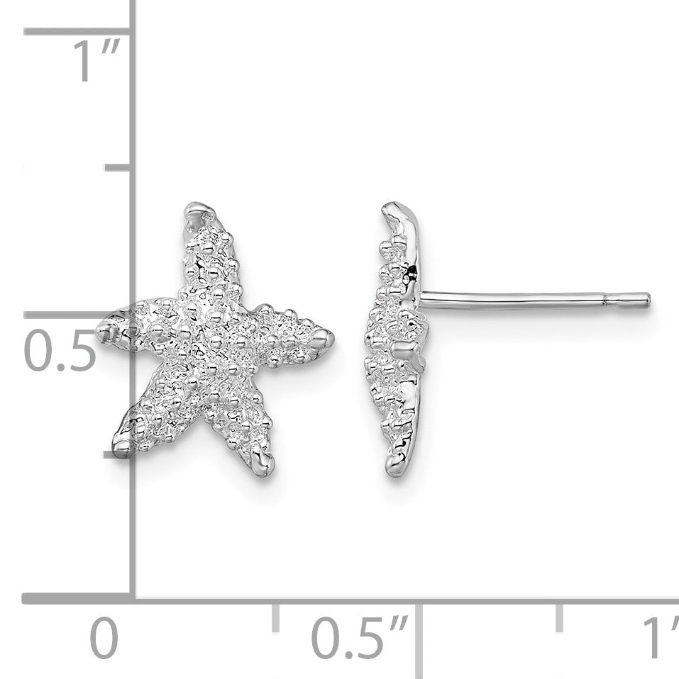 De-Ani Sterling Silver Rhodium-Plated Polished Starfish Post Earrings