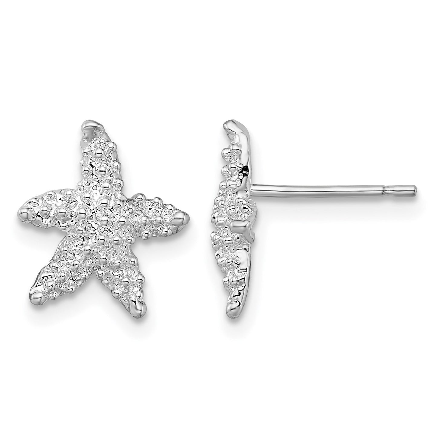 De-Ani Sterling Silver Rhodium-Plated Polished Starfish Post Earrings
