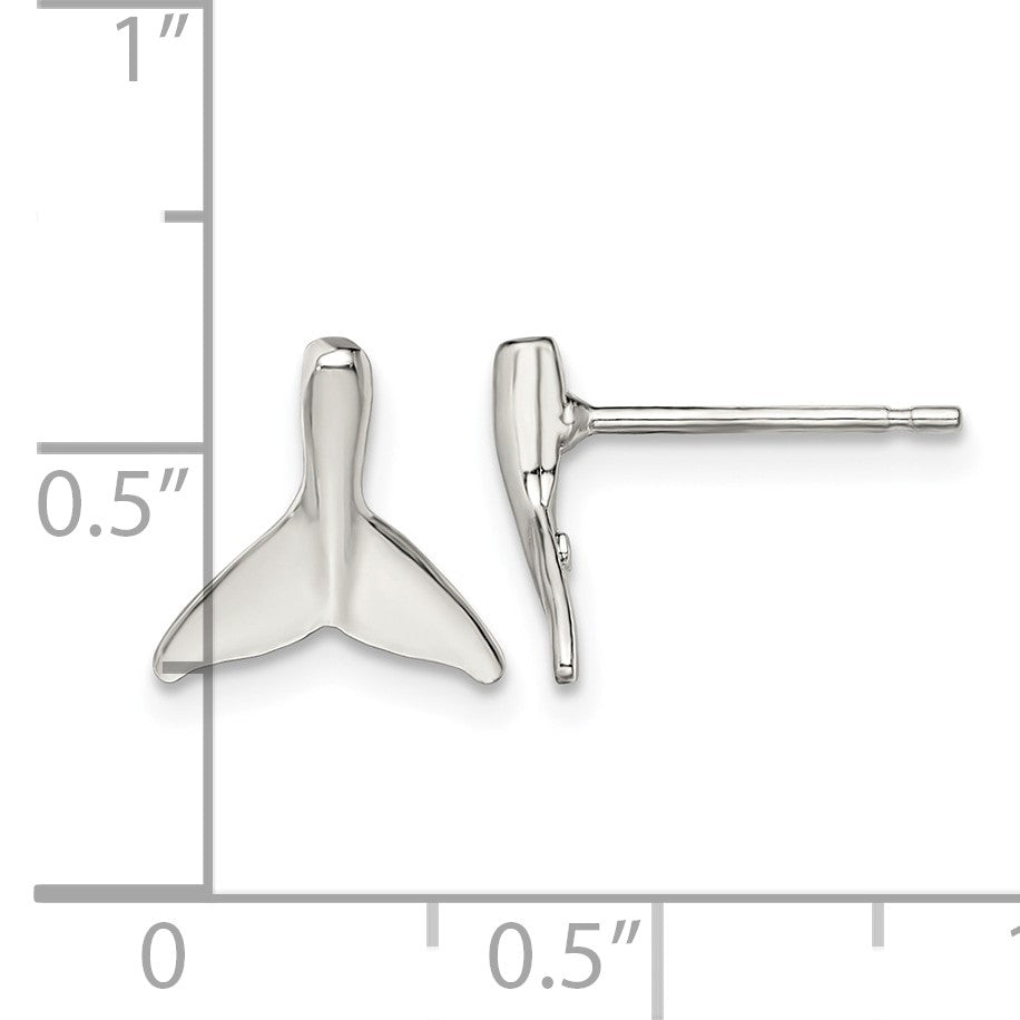 De-Ani Sterling Silver Rhodium-Plated Polished Mini Whale Tail Post Earrings