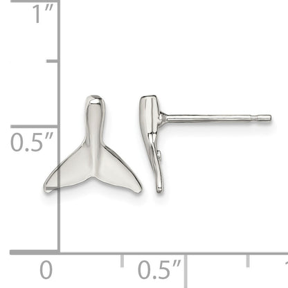 De-Ani Sterling Silver Rhodium-Plated Polished Mini Whale Tail Post Earrings
