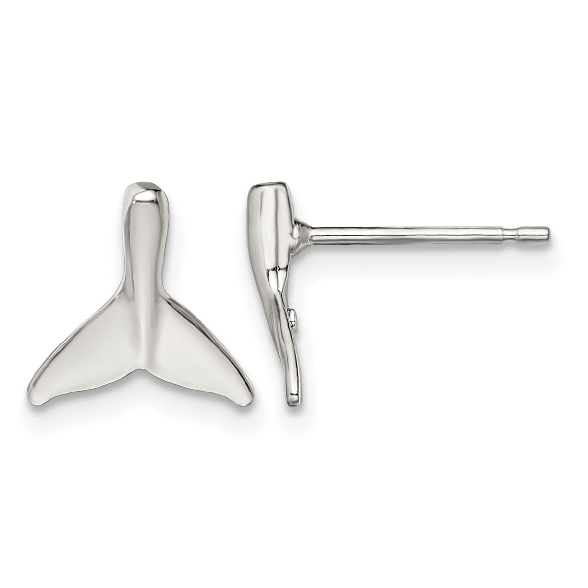De-Ani Sterling Silver Rhodium-Plated Polished Mini Whale Tail Post Earrings