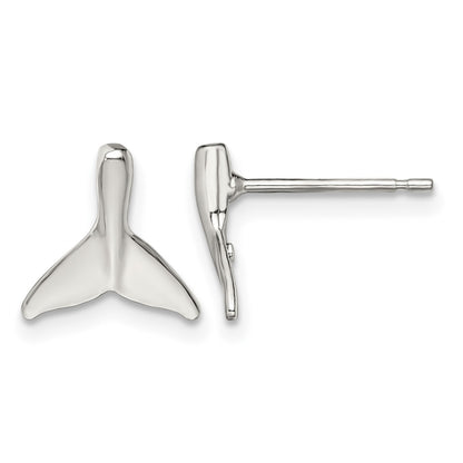 De-Ani Sterling Silver Rhodium-Plated Polished Mini Whale Tail Post Earrings