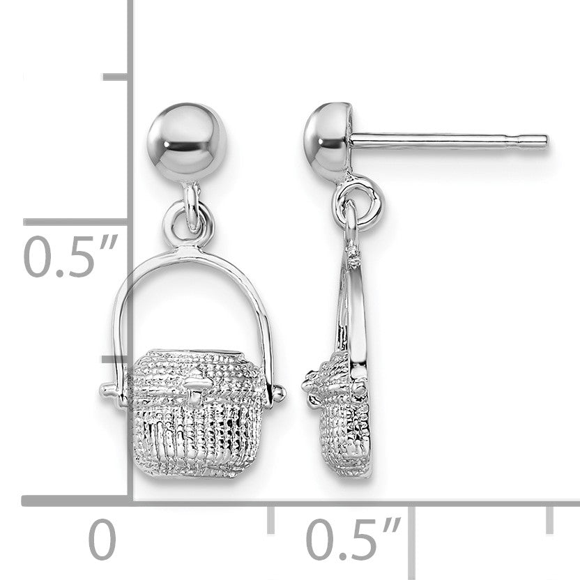 De-Ani Sterling Silver Rhodium-Plated Polished Nantucket Basket Post Earrings