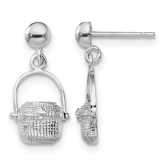 De-Ani Sterling Silver Rhodium-Plated Polished Nantucket Basket Post Earrings