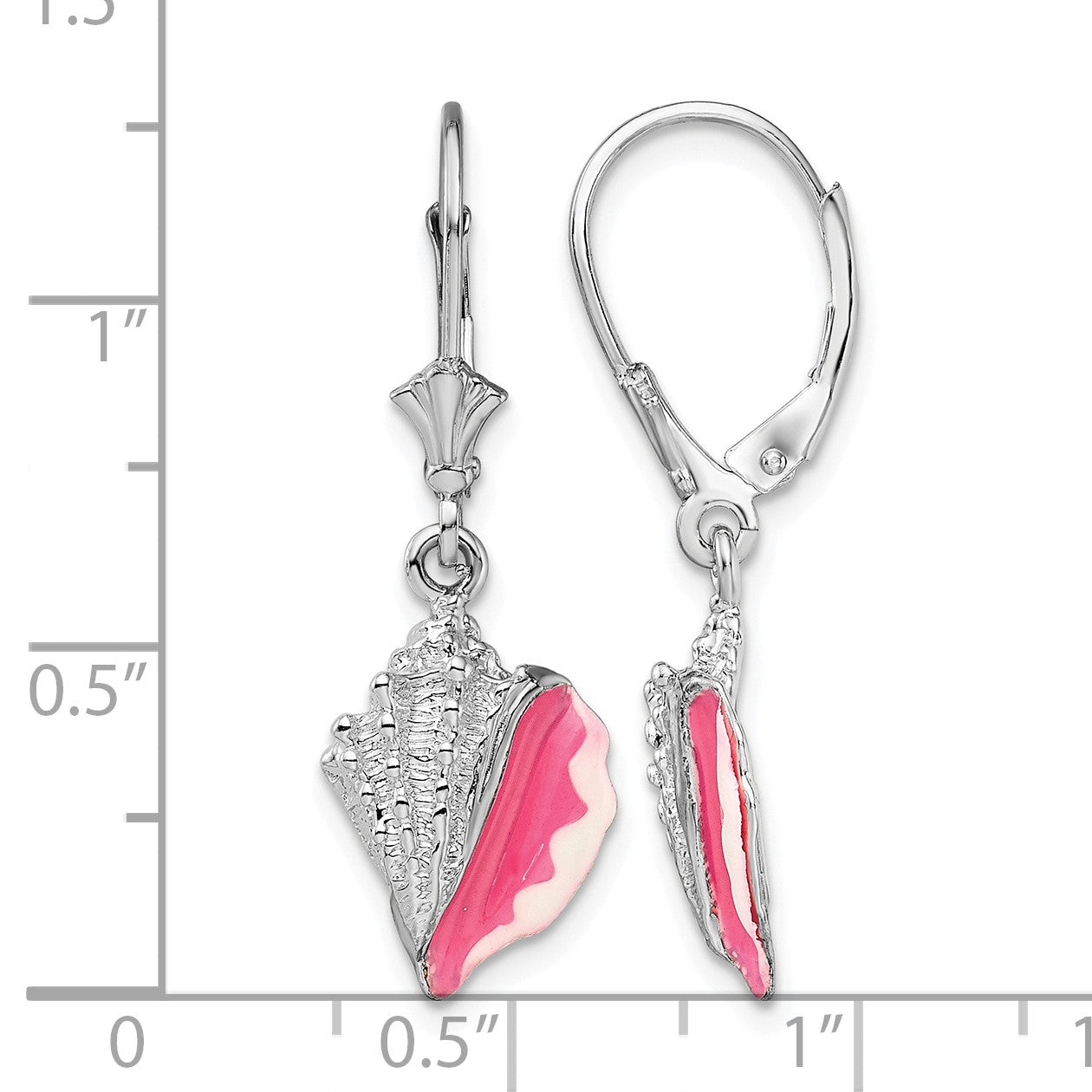 De-Ani Sterling Silver Rhodium-Plated Enameled Conch Shell Leverback Earrings