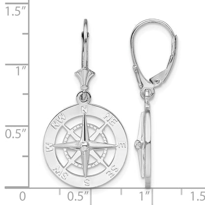 De-Ani Sterling Silver Rhodium-Plated Polished Compass Leverback Earrings