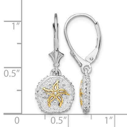 De-Ani Sterling Silver Rhodium-Plated Sand Dollar with 14k Starfish Leverback Earrings