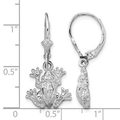 De-Ani Sterling Silver Rhodium-Plated Polished Frog Leverback Earrings