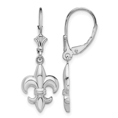 De-Ani Sterling Silver Rhodium-Plated Small Fleur de Lis Leverback Earrings