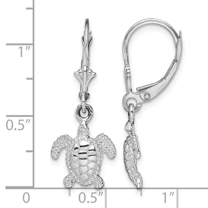 De-Ani Sterling Silver Rhodium-Plated Mini Sea Turtle Leverback Earrings