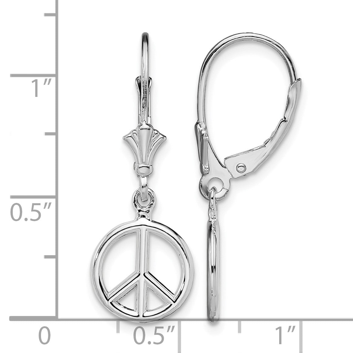 De-Ani Sterling Silver Rhodium-Plated 3D Peace Symbol Leverback Earrings