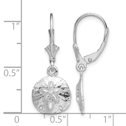 De-Ani Sterling Silver Rhodium-Plated Polished Sand Dollar Leverback Earrings