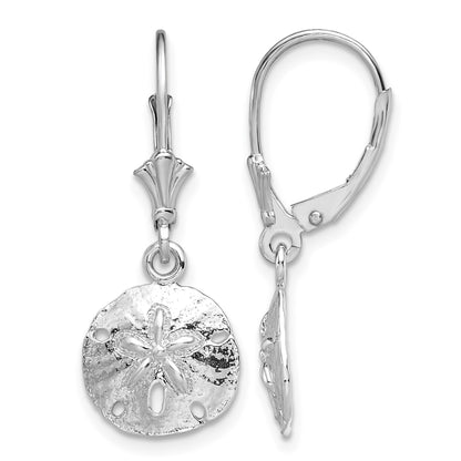 De-Ani Sterling Silver Rhodium-Plated Polished Sand Dollar Leverback Earrings
