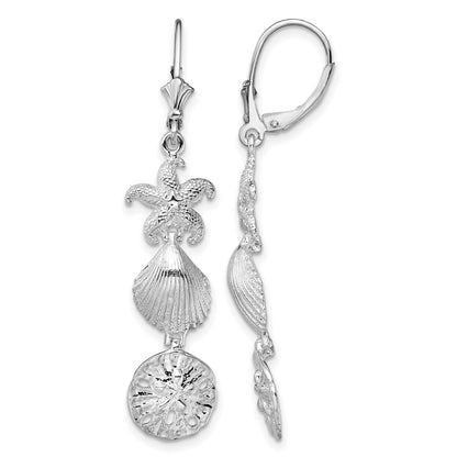 De-Ani Sterling Silver Rhodium-Plated Polished Sea Life Leverback Earrings