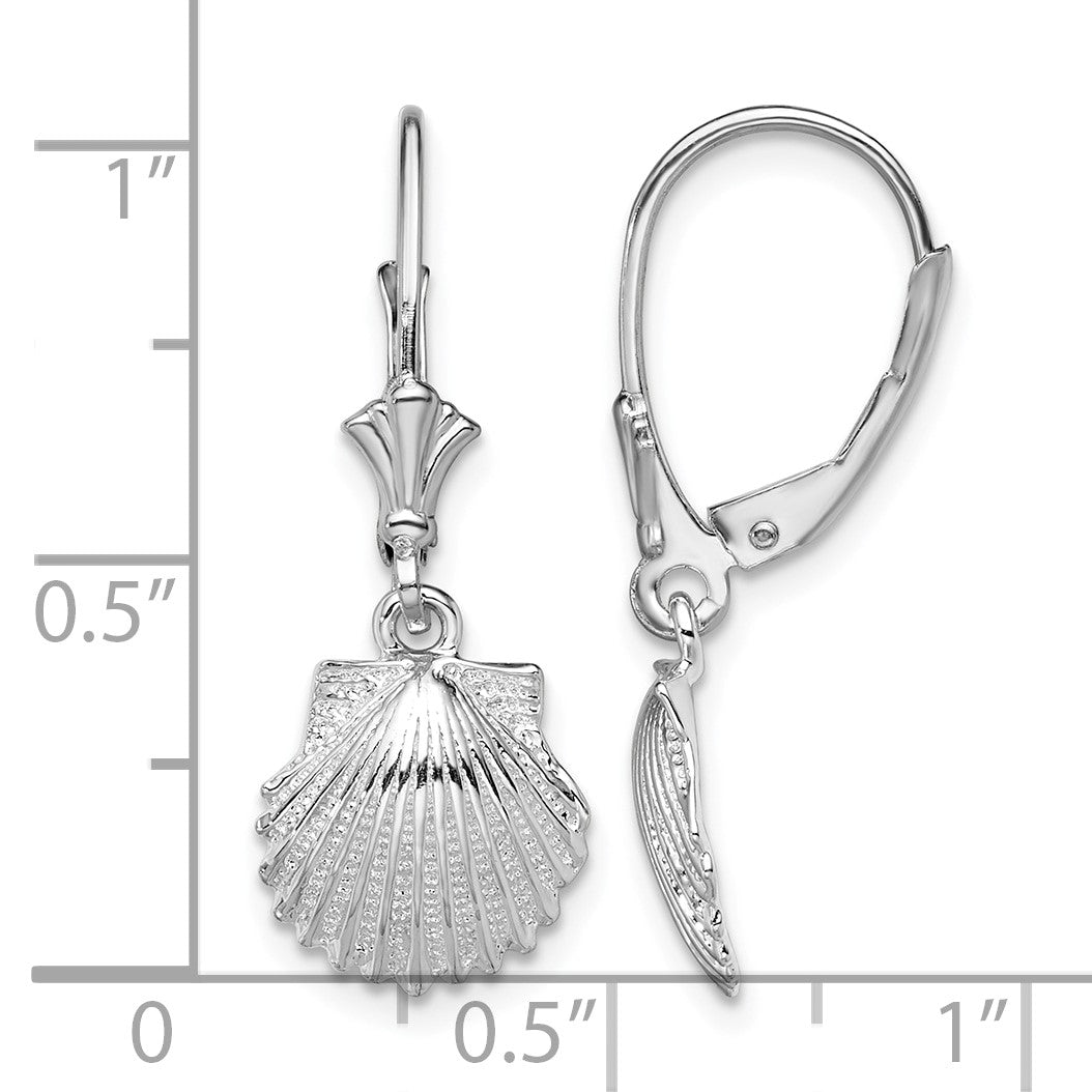 De-Ani Sterling Silver Rhodium-Plated Polished Shell Leverback Earrings
