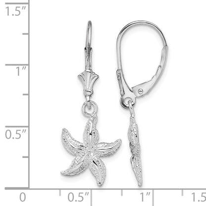 De-Ani Sterling Silver Rhodium-Plated Polished Starfish Leverback Earrings