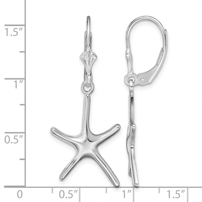De-Ani Sterling Silver Rhodium-Plated Polished Starfish Leverback Earrings