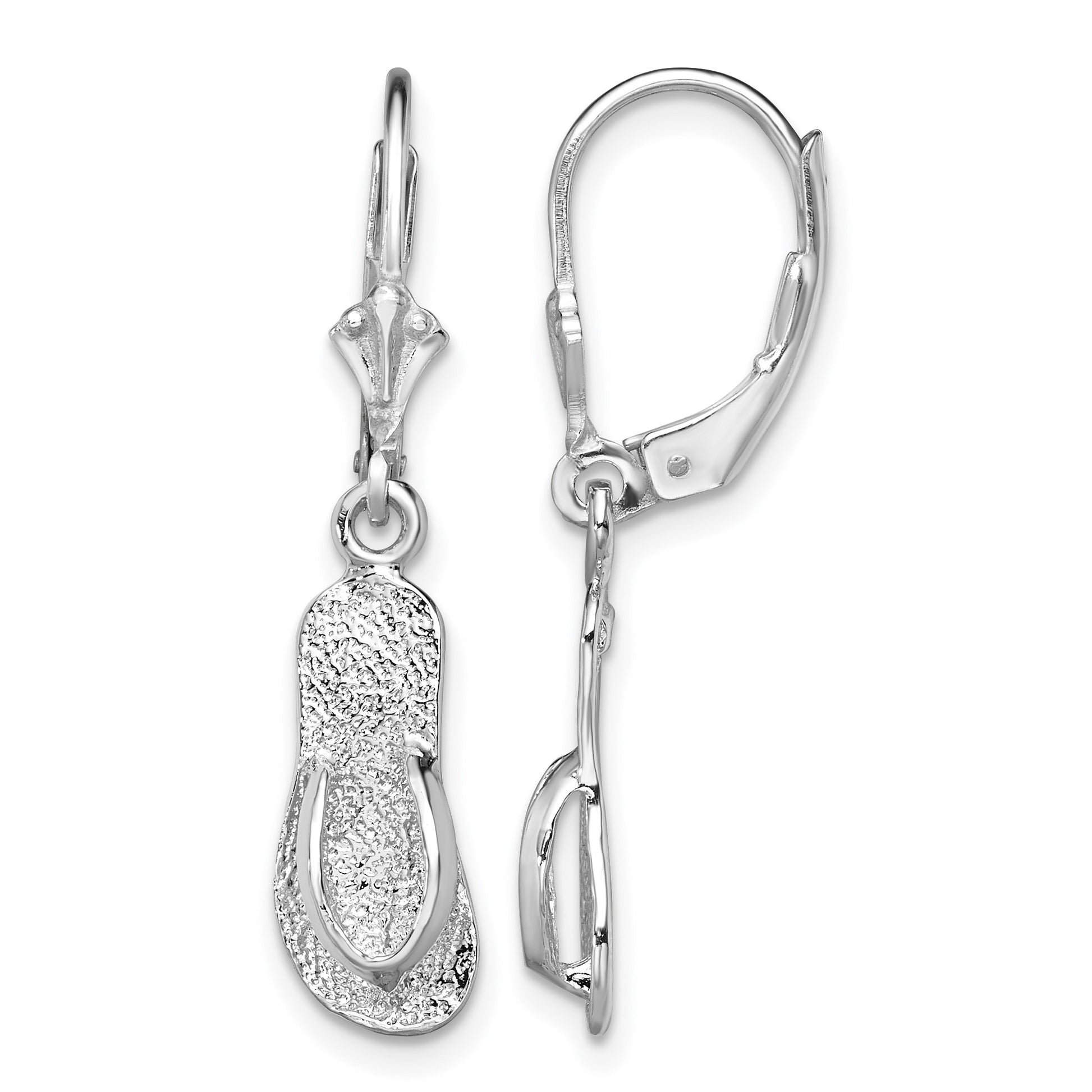 De-Ani Sterling Silver Rhodium-Plated Polished Large Flip-flop Leverback Earrings