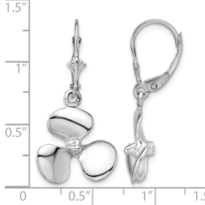 De-Ani Sterling Silver Rhodium-Plated Polished 3D Propeller Leverback Earrings