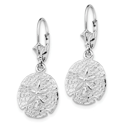 De-Ani Sterling Silver Rhodium-Plated Polished Sand Dollar Leverback Earrings