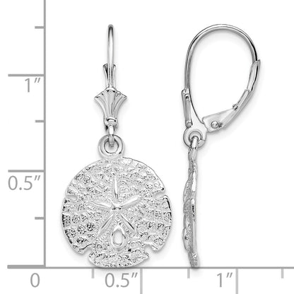 De-Ani Sterling Silver Rhodium-Plated Polished Sand Dollar Leverback Earrings
