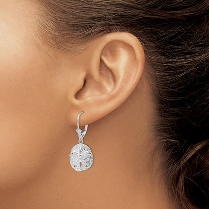 De-Ani Sterling Silver Rhodium-Plated Sand Dollar Starfish Leverback Earrings
