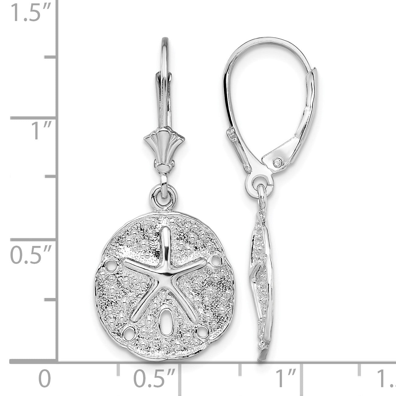 De-Ani Sterling Silver Rhodium-Plated Sand Dollar Starfish Leverback Earrings