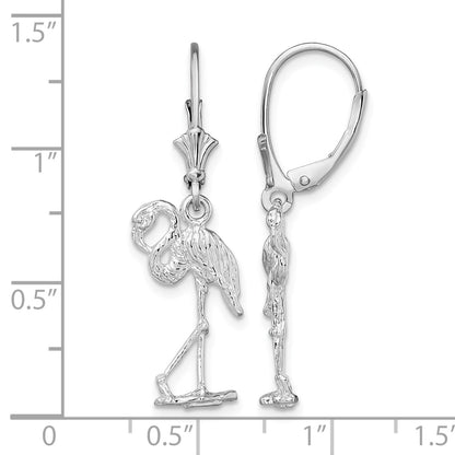De-Ani Sterling Silver Rhodium-Plated Polished Flamingo Leverback Earrings