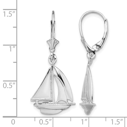 De-Ani Sterling Silver Rhodium-Plated Polished Sailboat Leverback Earrings