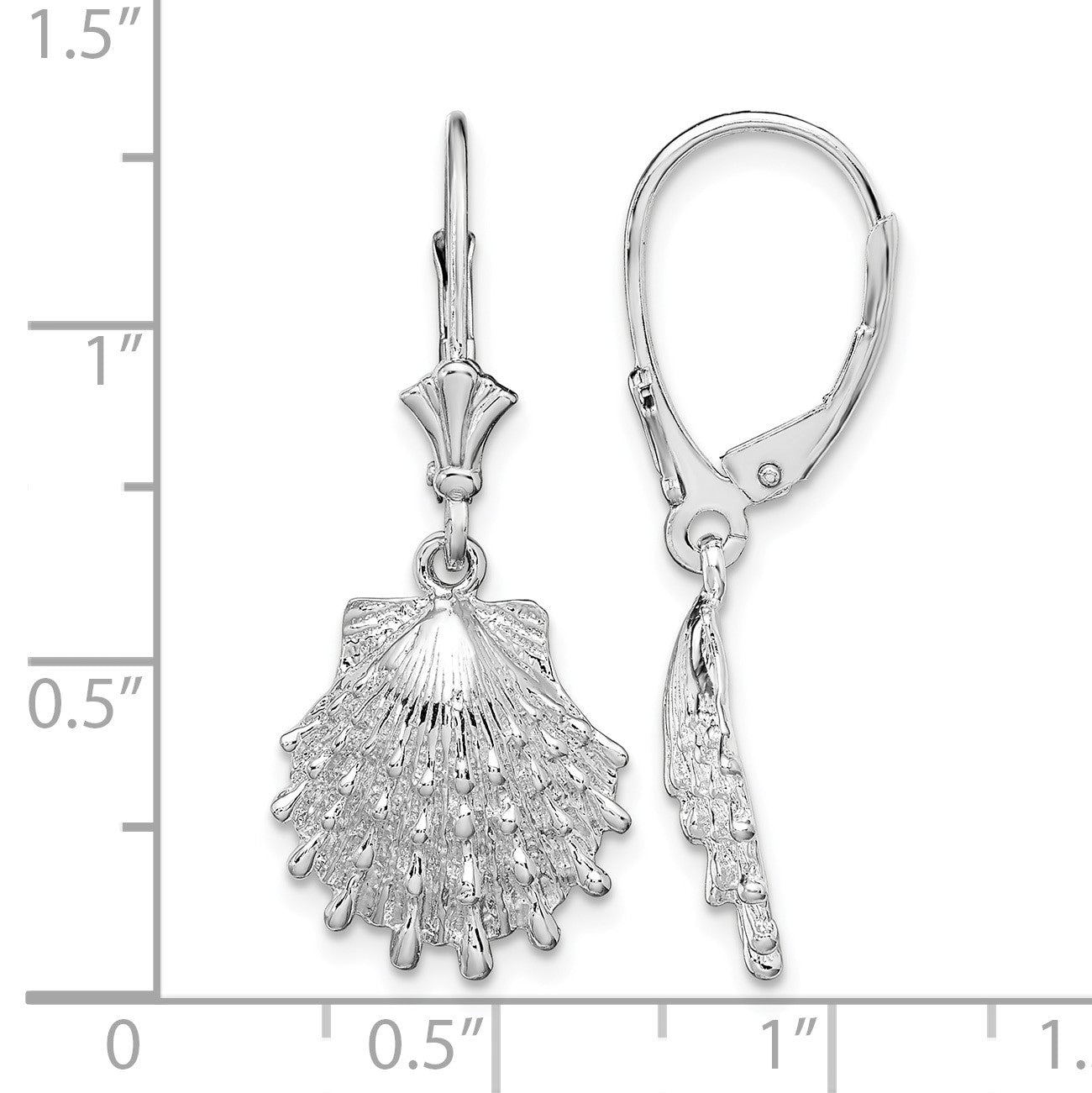 De-Ani Sterling Silver Rhodium-plated Polished Lions Paw Shell Leverback Earrings