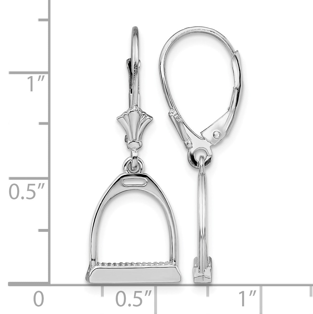 De-Ani Sterling Silver Rhodium-plated Polished 3D Small Stirrup Leverback Earrings