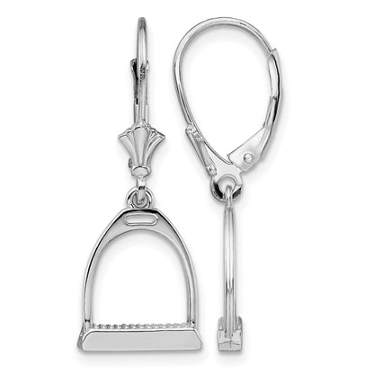 De-Ani Sterling Silver Rhodium-plated Polished 3D Small Stirrup Leverback Earrings